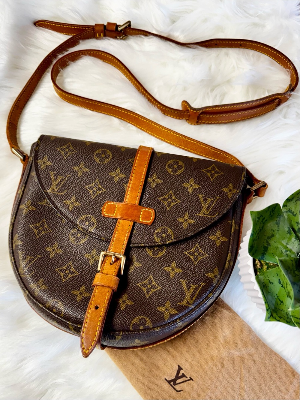 Louis Vuitton LV Shoulder Crossbody VTG Bag Chantilly Brown Monogram + Dust Bag